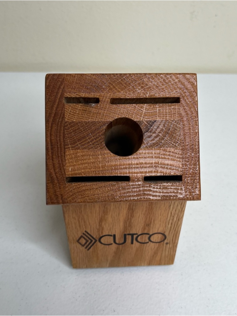 Cutco Honey Oak Wood 5 Slot Knife Block Holder Countertop Storage Made in USA